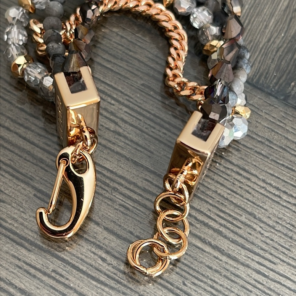 Victoria Emerson Stacked Bracelet with One Clasp Crystal, Stone & Chain - Picture 15 of 16